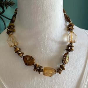 EUC Earth Tone Stone and Acrylic Bead Collar Necklace